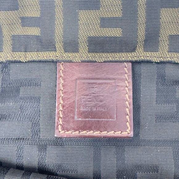 Fendi FF Logo Zucca Bag Shoulder Strap Tote Purse Brown Black Canvas Monogram - Picture 7 of 9